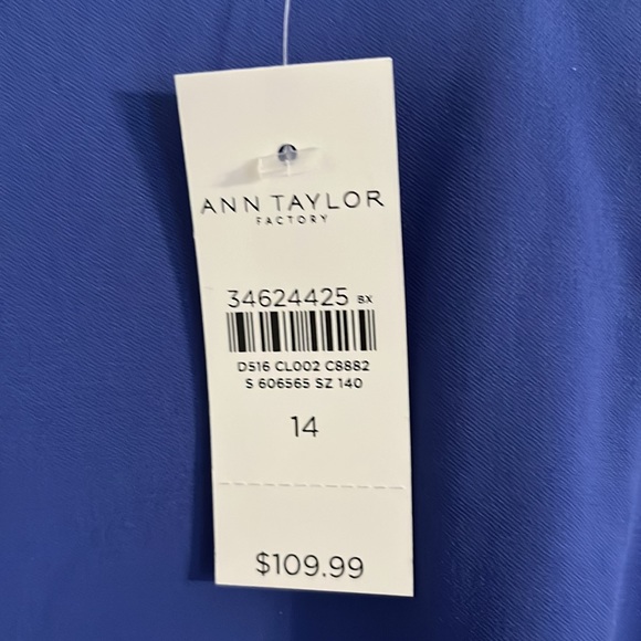 Ann Taylor factory sleeveless dress in periwinkle with faux wrap and tie - Picture 6 of 12